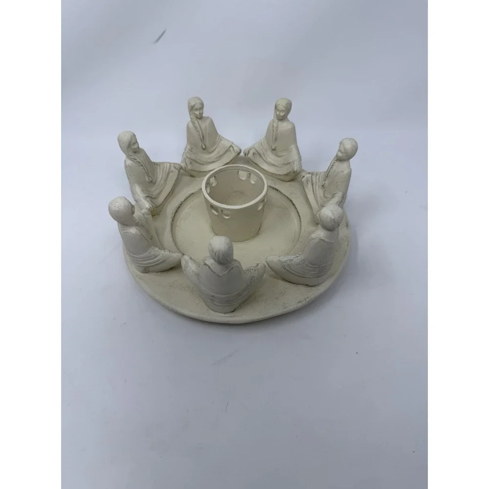 Circle Of 7 Friends Wise Women  Candle Holder Ceramic Decor